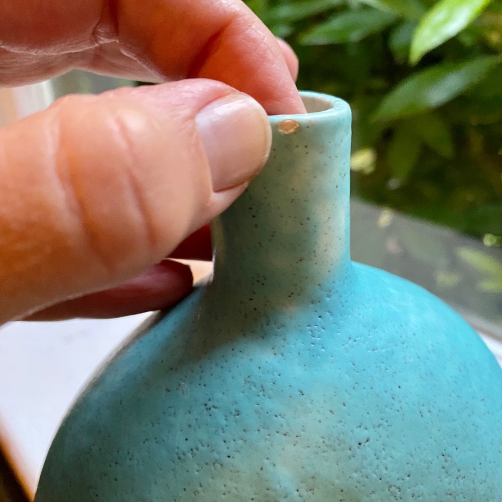 Jaru of California pottery vintage mcm speckled blue vase - Picture 7 of 7